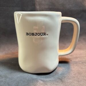 RAE DUNN Bonjour White Ceramic Mug